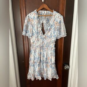 White floral short sleeve dress